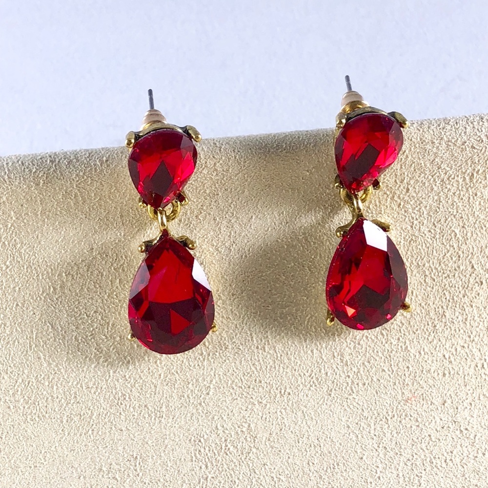 Red Crystal Drop Earrings